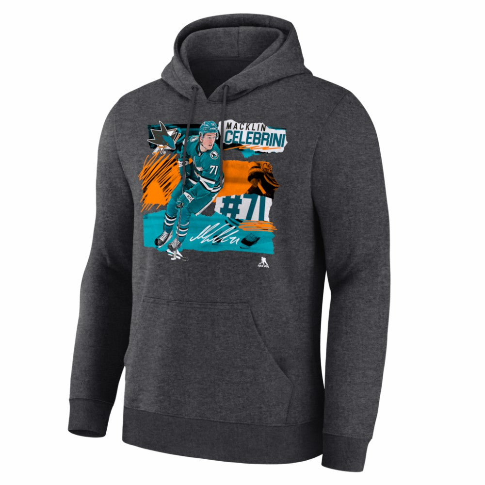 Macklin Celebrini San Jose Sharks Fresh Ice Hoodie - Charcoal - NHL 203847718