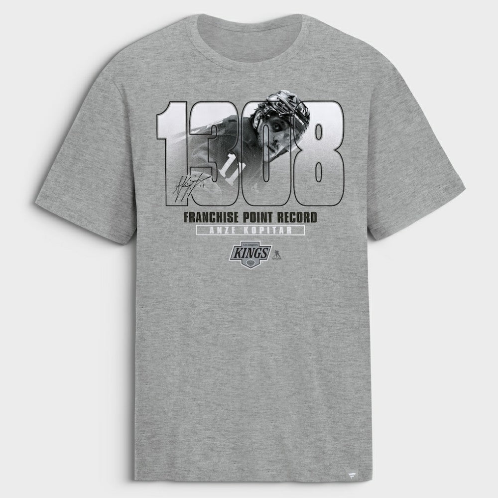 Anze Kopitar Los Angeles Kings Franchise Points Record T-Shirt - Gray - NHL 203849231