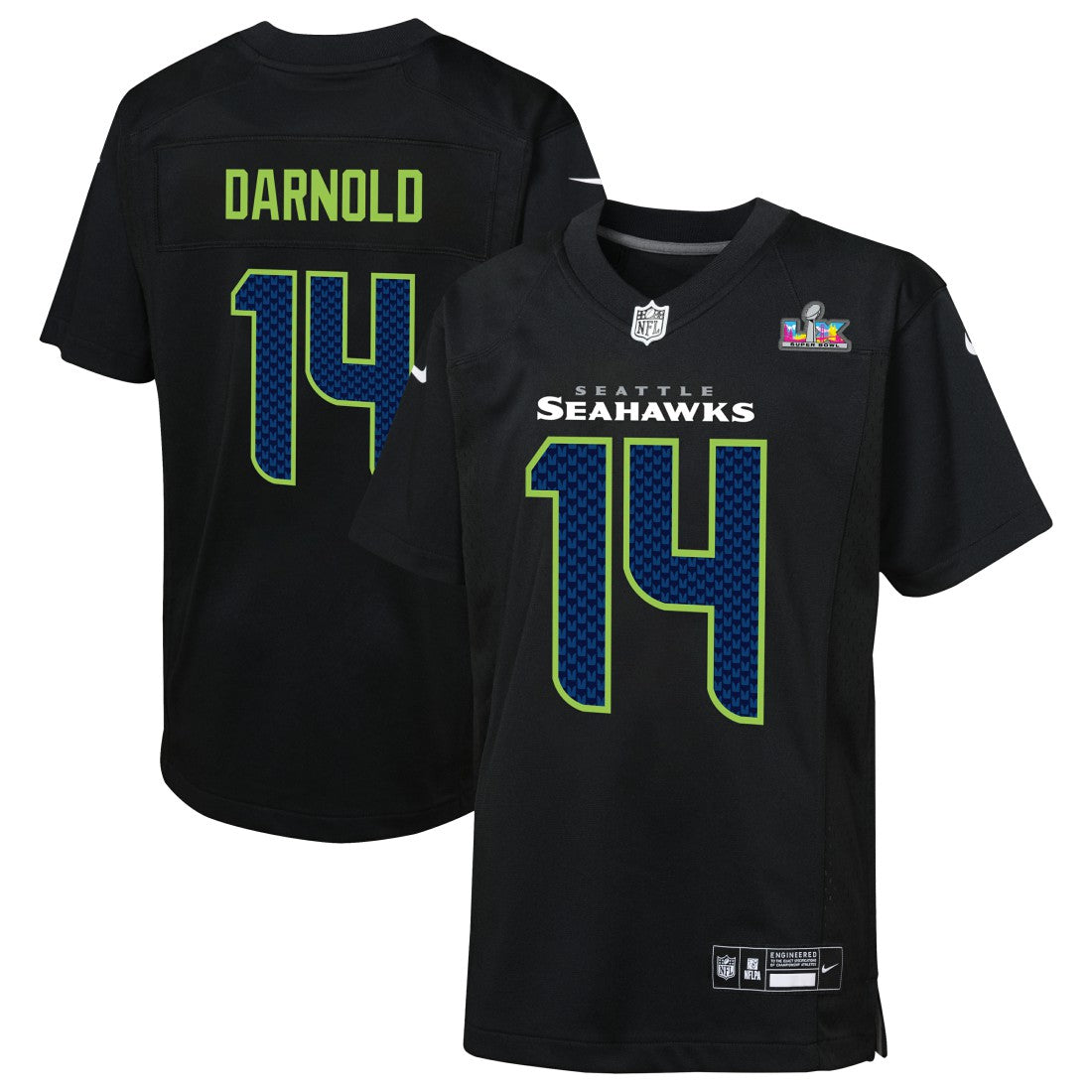 Nike Sam Darnold Seattle Seahawks Youth Super Bowl LX Carbon Fashion Game Jersey Black