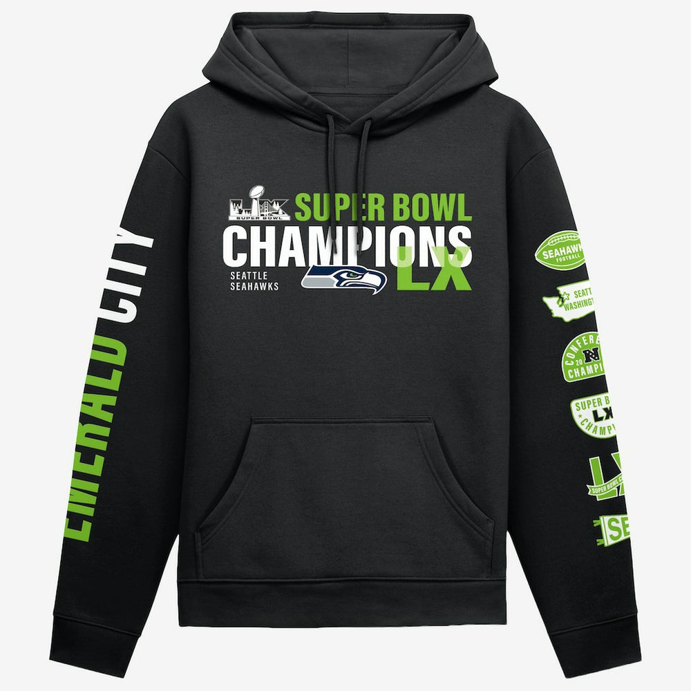 Fanatics Seattle Seahawks Super Bowl LX Champions Four Piece Hoodie Black