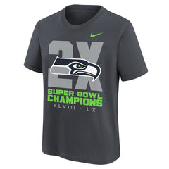 Nike Seattle Seahawks Youth Two-Time Super Bowl Champions Multi-Champs T-Shirt Anthracite