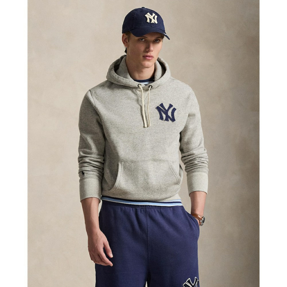 Yankees Polo Ralph Lauren Fleece Hoodie - Gray - MLB Discount