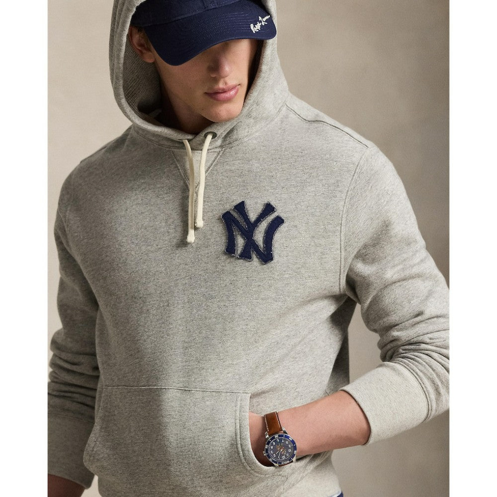 Yankees Polo Ralph Lauren Fleece Hoodie - Gray - MLB Discount