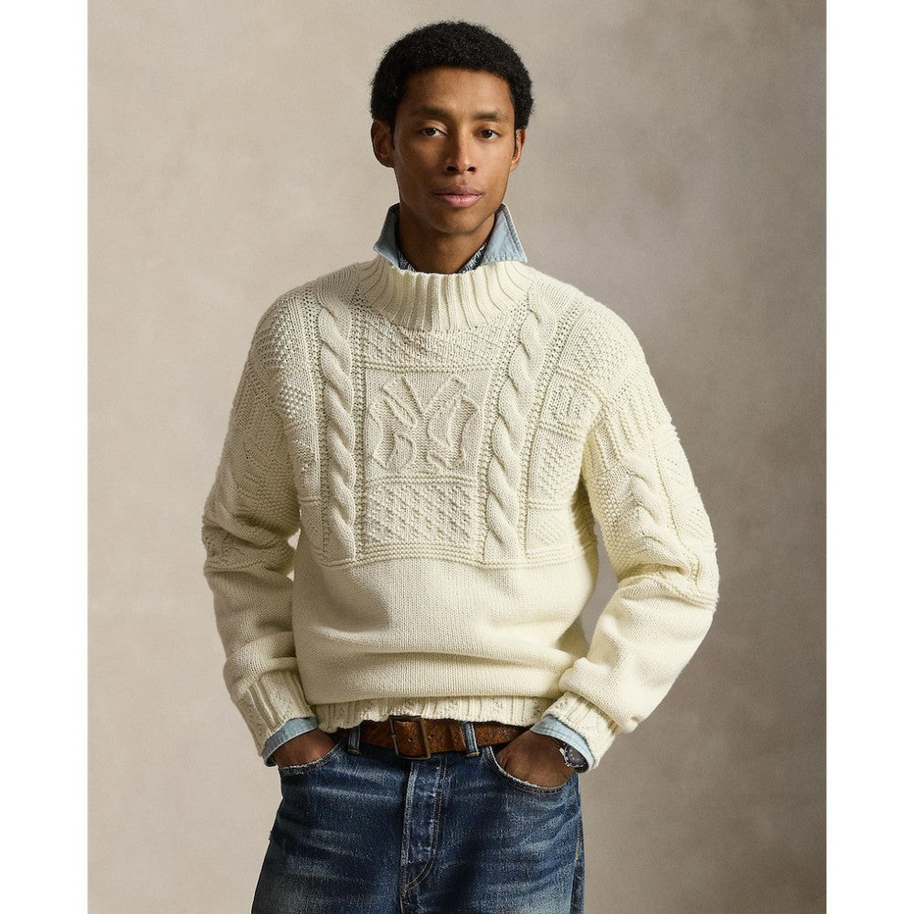 Yankees Polo Ralph Lauren Sweater - Cream - MLB Discount