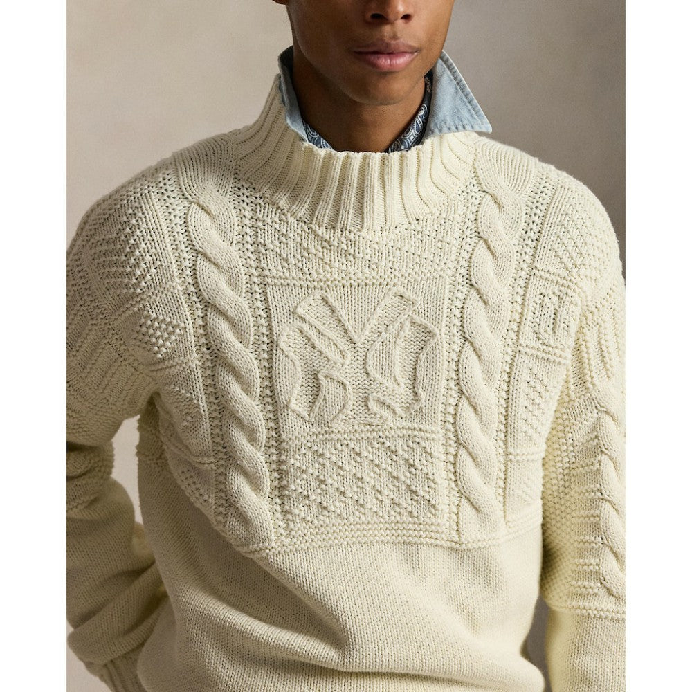 Yankees Polo Ralph Lauren Sweater - Cream - MLB Discount