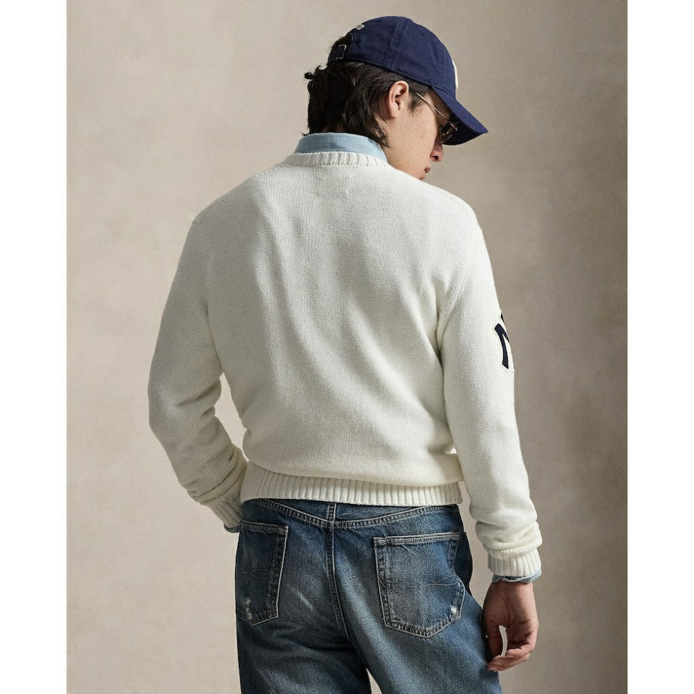 Yankees Polo Ralph Lauren Bear Sweater - White - MLB Lifestyle