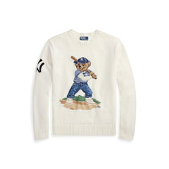 Yankees Polo Ralph Lauren Bear Sweater - White - MLB Lifestyle