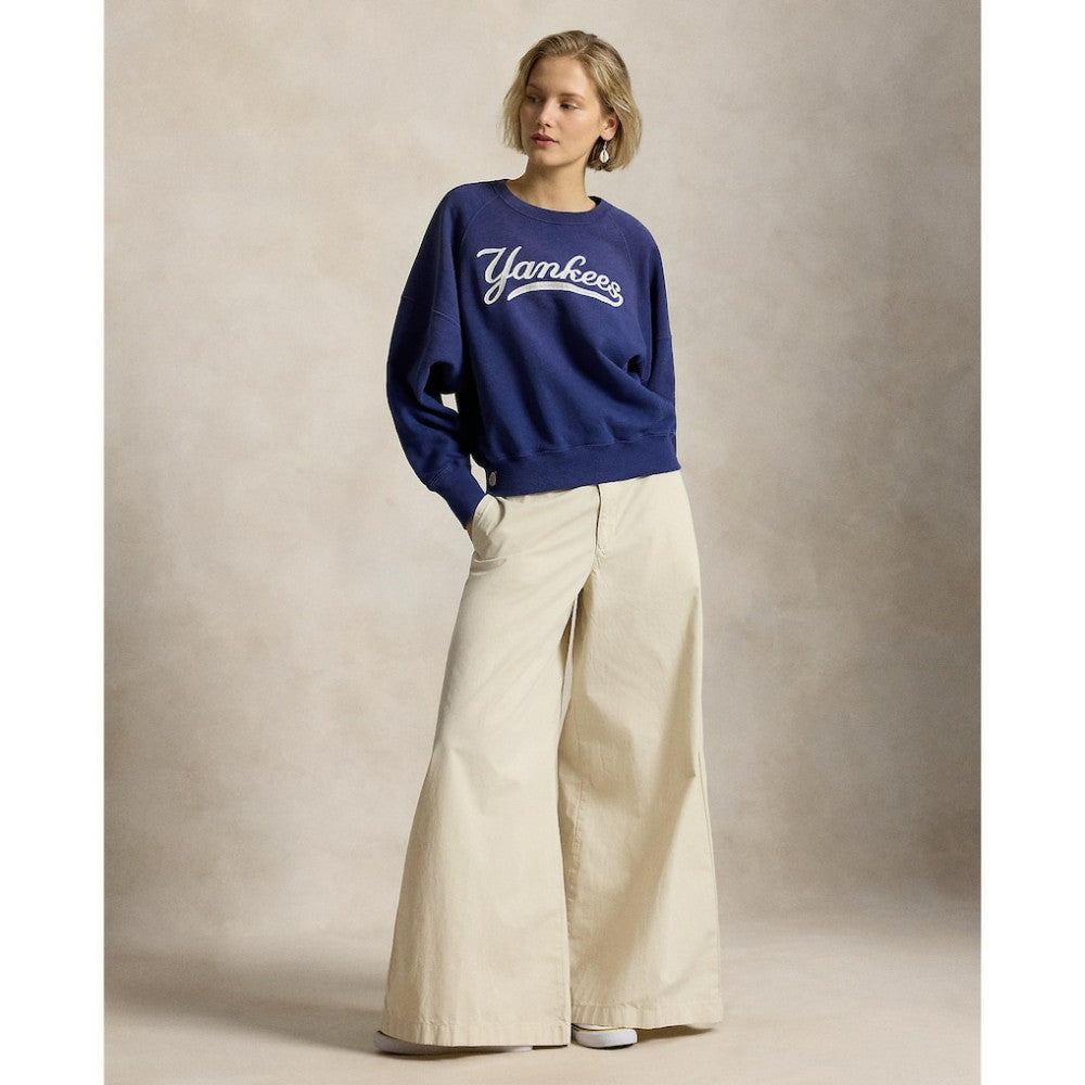 Yankees Polo Ralph Lauren Women's Vintage Knit Sweatshirt - Navy - MLB on Sale