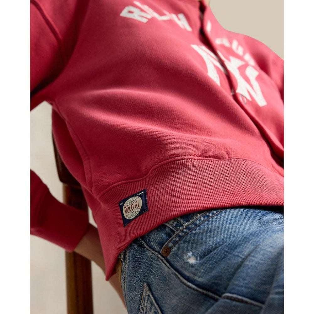 Yankees Polo Ralph Lauren Women's Seasonal Knit Full-Snap Cardigan - Red - MLB Sale