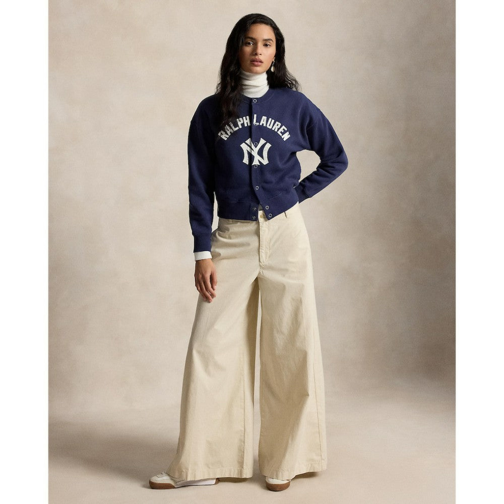 Yankees Polo Ralph Lauren Women's Seasonal Knit Full-Snap Cardigan - Navy - MLB Discount