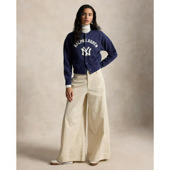 Yankees Polo Ralph Lauren Women's Seasonal Knit Full-Snap Cardigan - Navy - MLB Discount