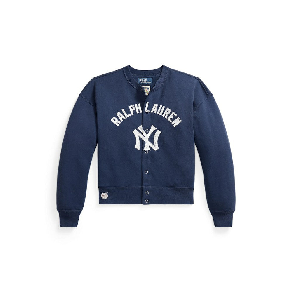 Yankees Polo Ralph Lauren Women's Seasonal Knit Full-Snap Cardigan - Navy - MLB Discount