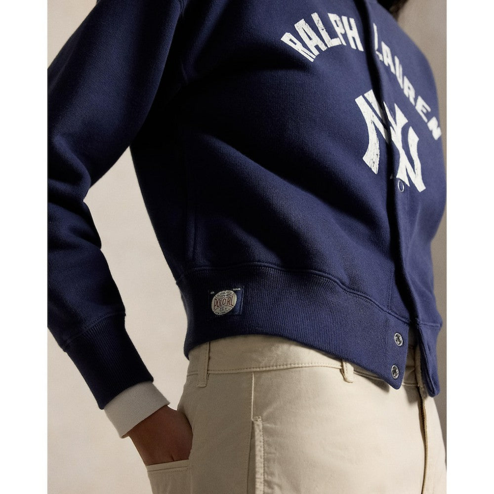Yankees Polo Ralph Lauren Women's Seasonal Knit Full-Snap Cardigan - Navy - MLB Discount