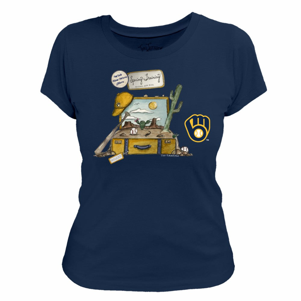 Milwaukee Brewers Tiny Turnip Women's 2026 Spring Training T-Shirt - Navy - MLB Lifestyle
