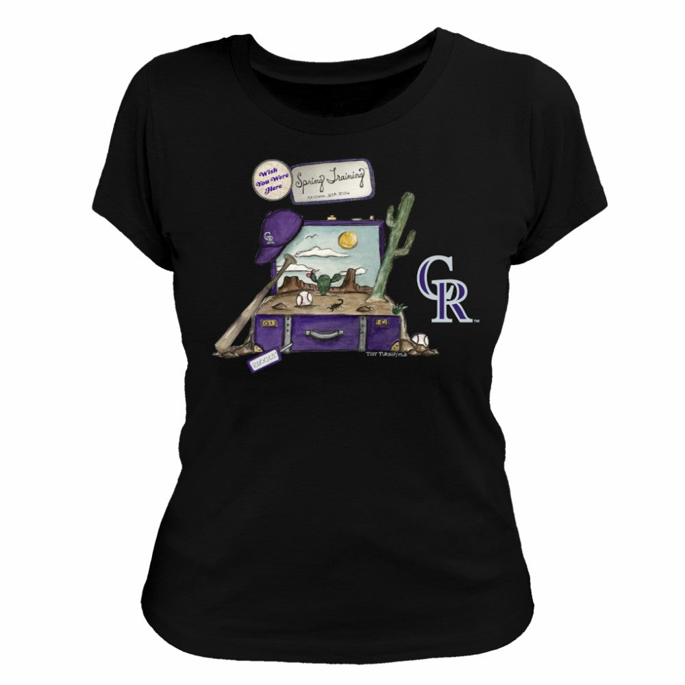Colorado Rockies Tiny Turnip Women's 2026 Spring Training T-Shirt - Black - MLB Discount