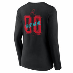 Arizona Diamondbacks Women's Hustle Personalized Name & Number Long Sleeve V-Neck T-Shirt - Black - MLB Sale
