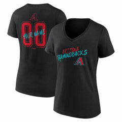 Arizona Diamondbacks Women's Hustle Personalized Name & Number V-Neck T-Shirt - Black - MLB Lifestyle