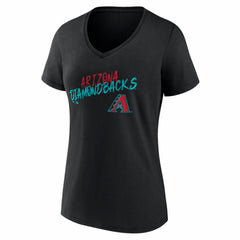 Arizona Diamondbacks Women's Hustle Personalized Name & Number V-Neck T-Shirt - Black - MLB Lifestyle