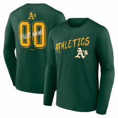 Athletics  Hustle Personalized Name & Number Long Sleeve T-Shirt - Green - MLB Discount