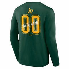 Athletics  Hustle Personalized Name & Number Long Sleeve T-Shirt - Green - MLB Discount