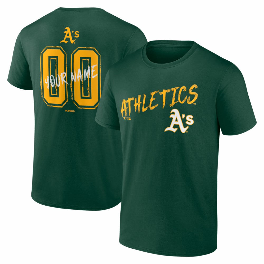 Athletics  Hustle Personalized Name & Number T-Shirt - Green - MLB Lifestyle