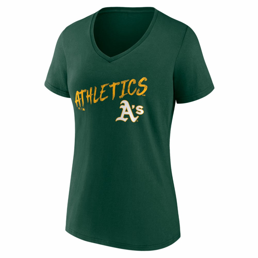 Athletics Women's Hustle Personalized Name & Number V-Neck T-Shirt - Green - MLB Sale