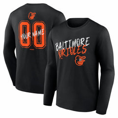Baltimore Orioles  Hustle Personalized Name & Number Long Sleeve T-Shirt - Black - MLB Lifestyle