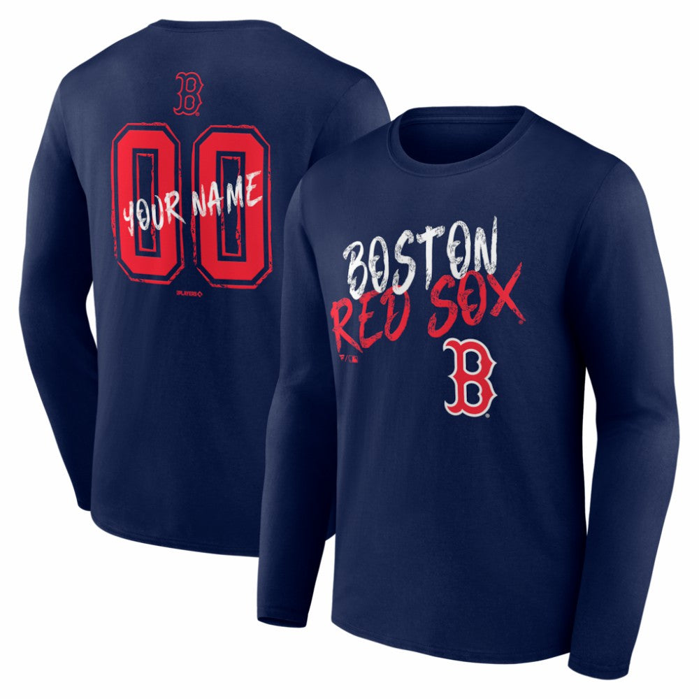 Boston Red Sox  Hustle Personalized Name & Number Long Sleeve T-Shirt - Navy - MLB Lifestyle