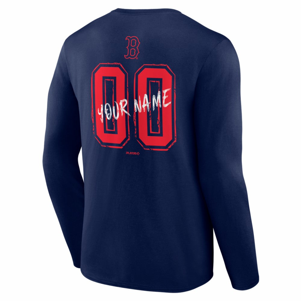Boston Red Sox  Hustle Personalized Name & Number Long Sleeve T-Shirt - Navy - MLB Lifestyle