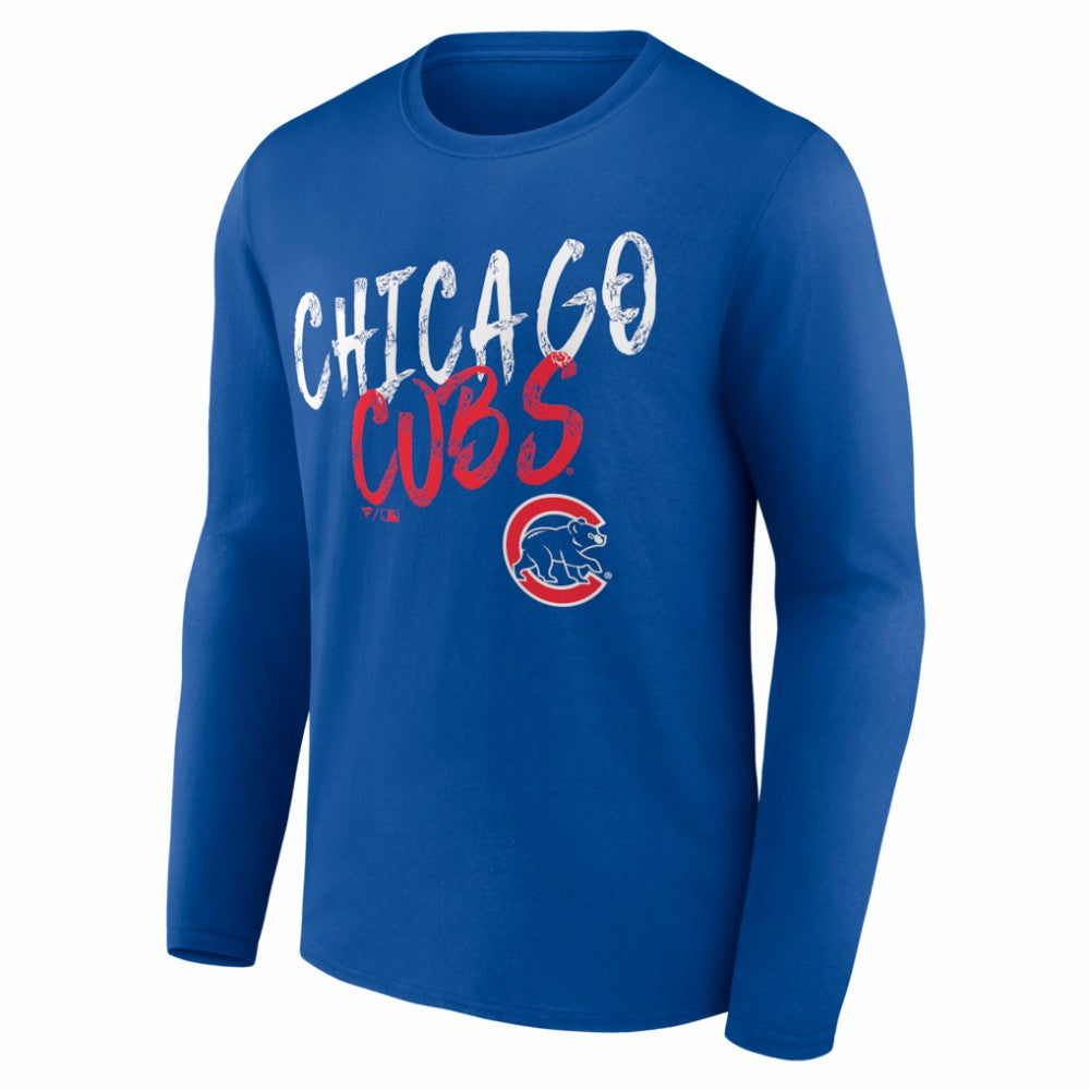 Chicago Cubs  Hustle Personalized Name & Number Long Sleeve T-Shirt - Royal - MLB Lifestyle
