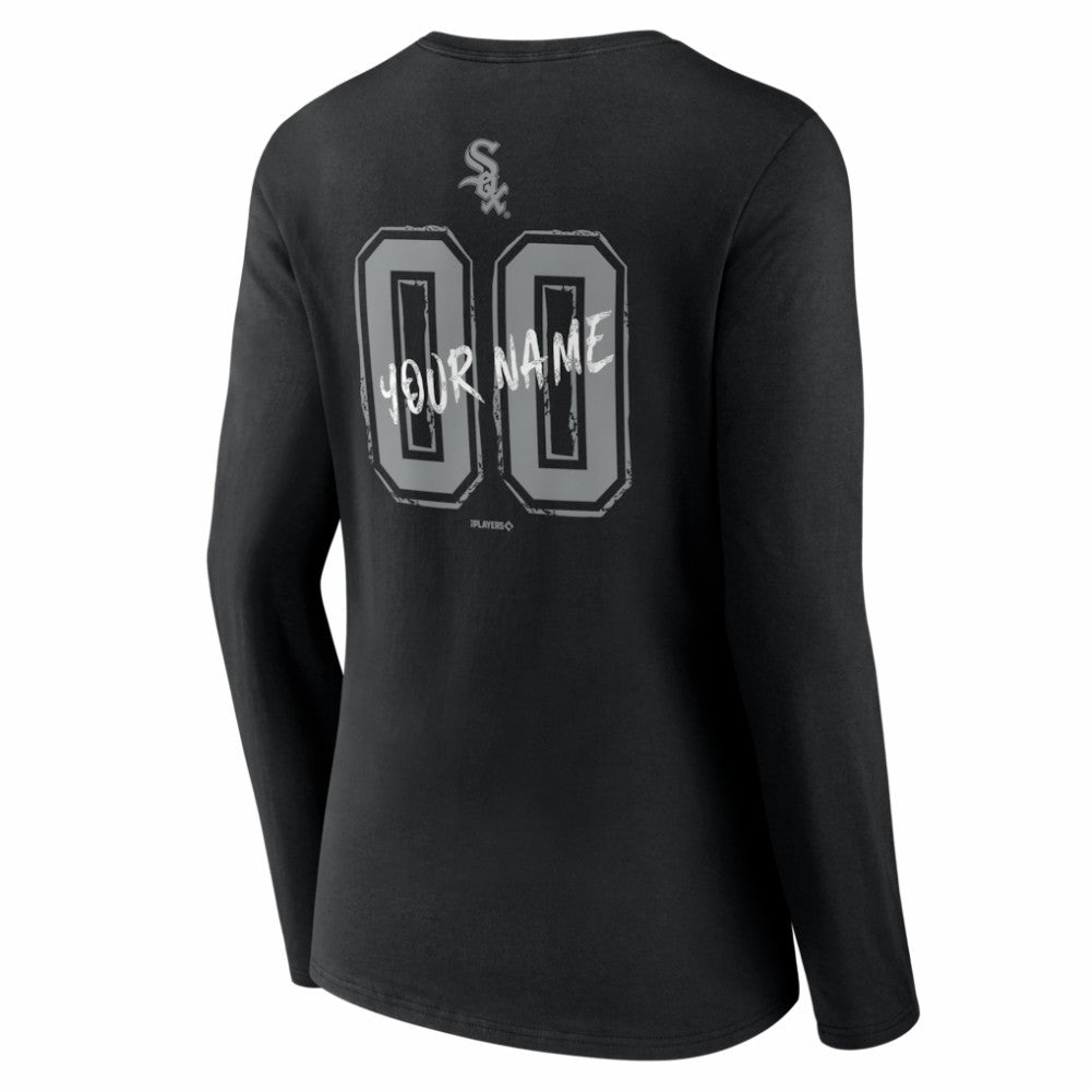 Chicago White Sox Women's Hustle Personalized Name & Number Long Sleeve V-Neck T-Shirt - Black - MLB Discount