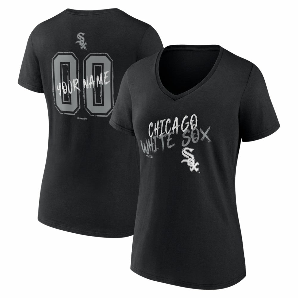 Chicago White Sox Women's Hustle Personalized Name & Number V-Neck T-Shirt - Black - MLB Sale