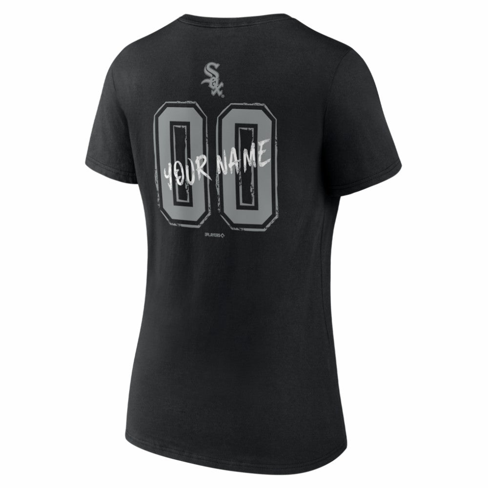 Chicago White Sox Women's Hustle Personalized Name & Number V-Neck T-Shirt - Black - MLB Sale