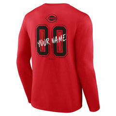 Cincinnati Reds  Hustle Personalized Name & Number Long Sleeve T-Shirt - Red - MLB Discount