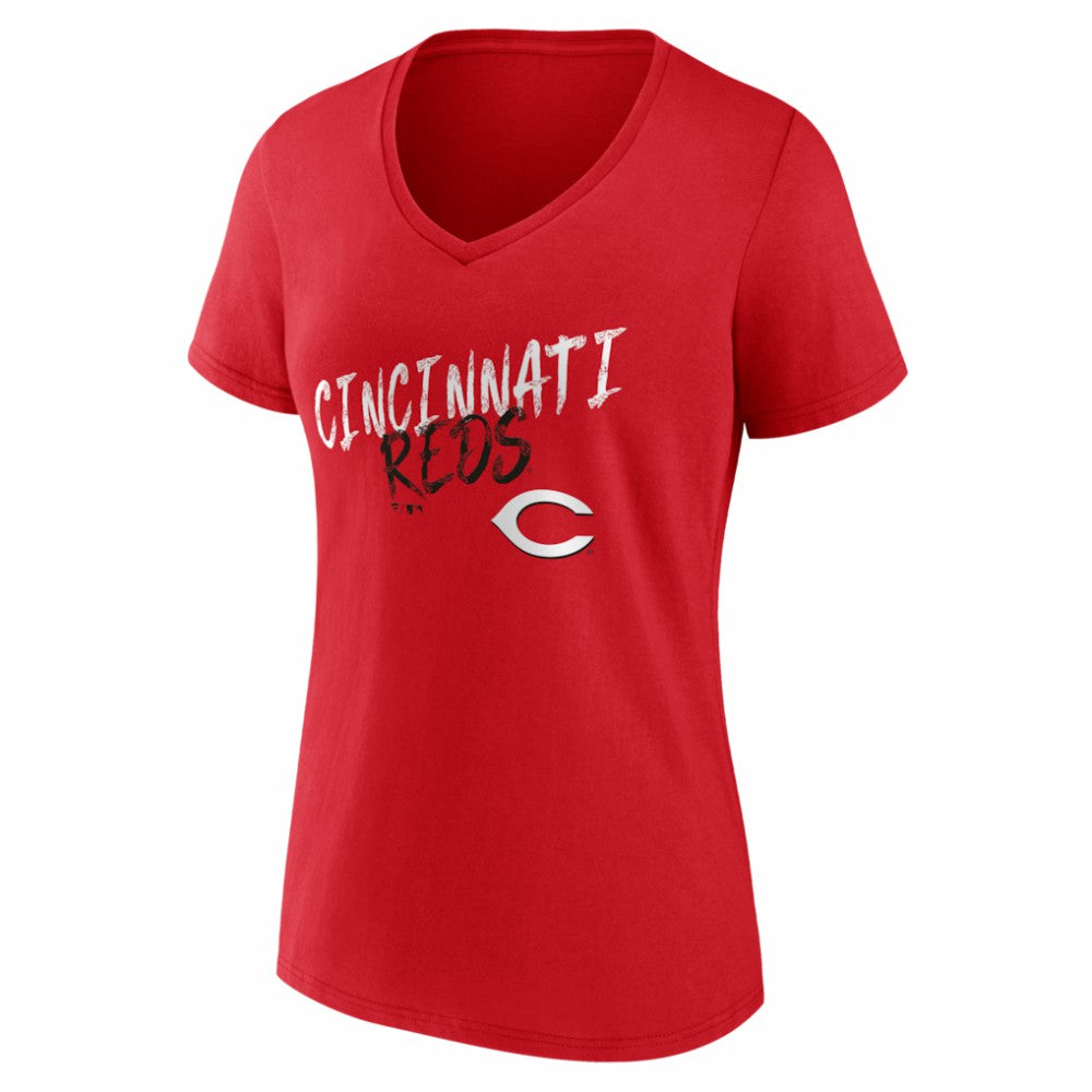 Cincinnati Reds Women's Hustle Personalized Name & Number V-Neck T-Shirt - Red - MLB on Sale