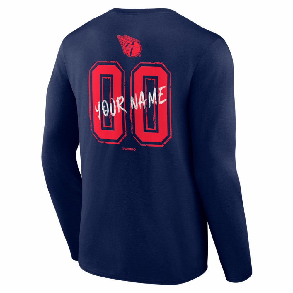Cleveland Guardians  Hustle Personalized Name & Number Long Sleeve T-Shirt - Navy - MLB Discount