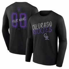 Colorado Rockies  Hustle Personalized Name & Number Long Sleeve T-Shirt - Black - MLB Discount