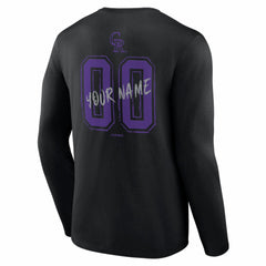 Colorado Rockies  Hustle Personalized Name & Number Long Sleeve T-Shirt - Black - MLB Discount