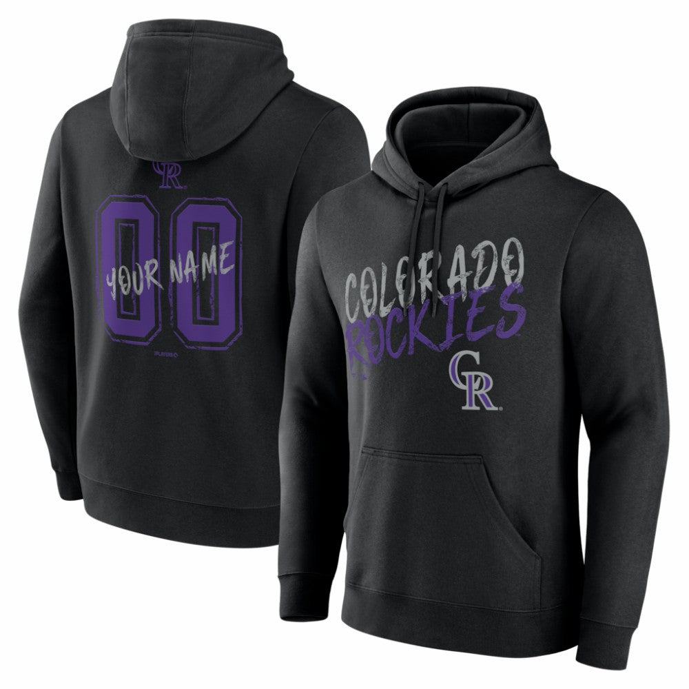 Colorado Rockies  Hustle Personalized Name & Number Hoodie - Black - MLB Lifestyle