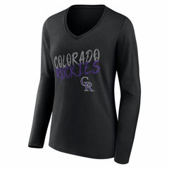 Colorado Rockies Women's Hustle Personalized Name & Number Long Sleeve V-Neck T-Shirt - Black - MLB on Sale