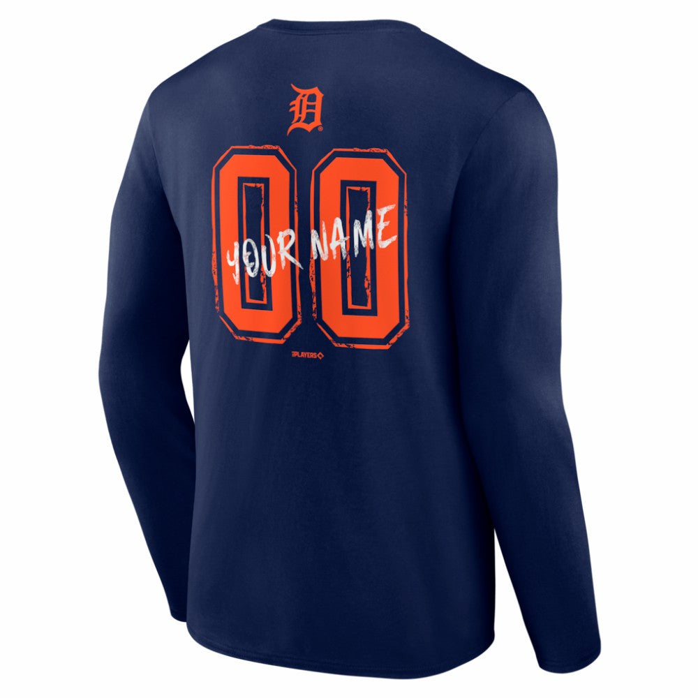 Detroit Tigers  Hustle Personalized Name & Number Long Sleeve T-Shirt - Navy - MLB on Sale