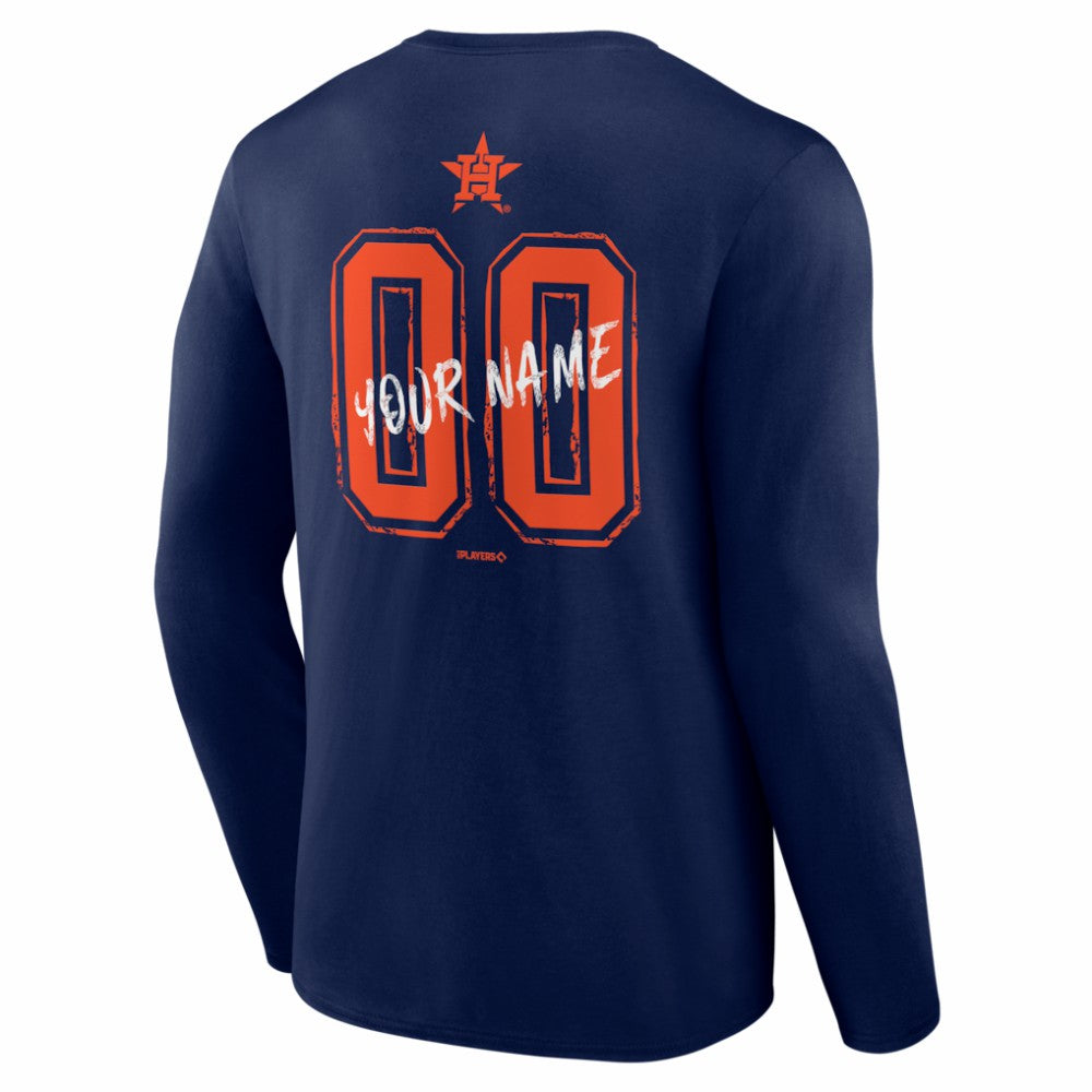Houston Astros  Hustle Personalized Name & Number Long Sleeve T-Shirt - Navy - MLB Sale