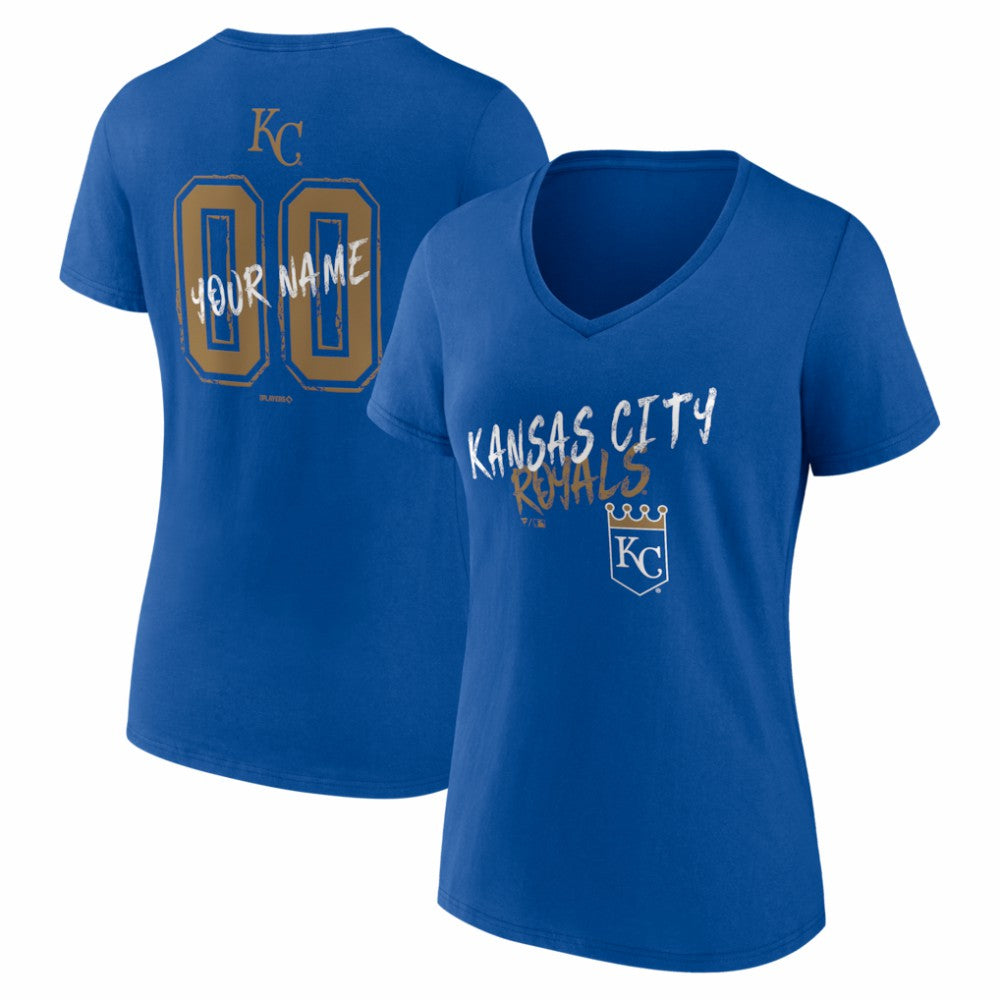 Kansas City Royals Women's Hustle Personalized Name & Number V-Neck T-Shirt - Royal - MLB Online