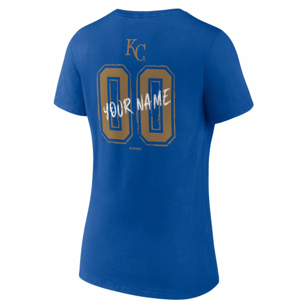 Kansas City Royals Women's Hustle Personalized Name & Number V-Neck T-Shirt - Royal - MLB Online