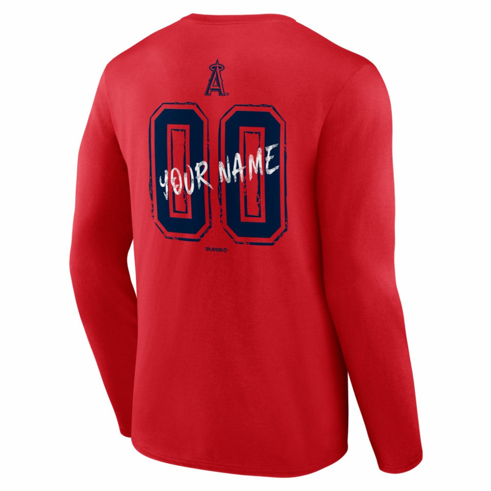 Los Angeles Angels  Hustle Personalized Name & Number Long Sleeve T-Shirt - Red - MLB on Sale