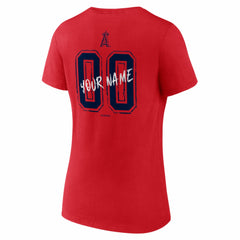 Los Angeles Angels Women's Hustle Personalized Name & Number V-Neck T-Shirt - Red - MLB Discount
