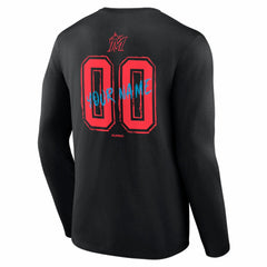 Miami Marlins  Hustle Personalized Name & Number Long Sleeve T-Shirt - Black - MLB Sale