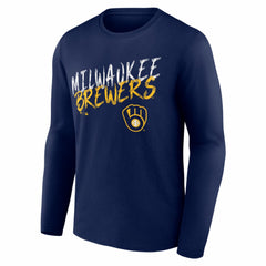 Milwaukee Brewers  Hustle Personalized Name & Number Long Sleeve T-Shirt - Navy - MLB on Sale