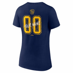 Milwaukee Brewers Women's Hustle Personalized Name & Number V-Neck T-Shirt - Navy - MLB Sale
