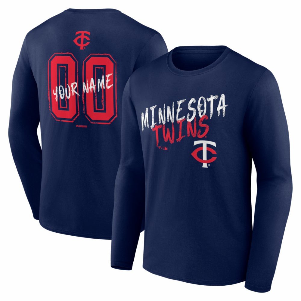 Minnesota Twins  Hustle Personalized Name & Number Long Sleeve T-Shirt - Navy - MLB Lifestyle